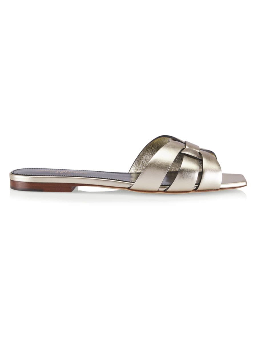 Tribute Metallic Leather Slides | Saks Fifth Avenue