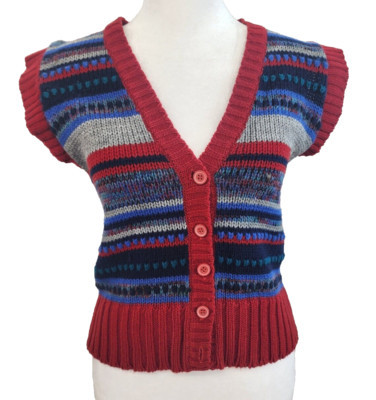 Vintage 70s 'You Babes' Women's Small Stripped Red Blue Knit Sweater Vest  | eBay | eBay US