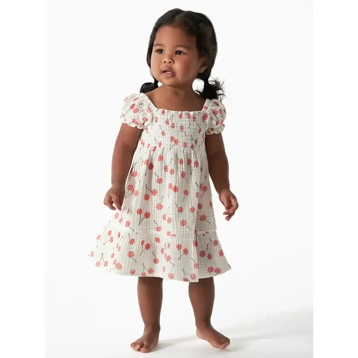Modern Moments by Gerber Toddler Girl Puff Sleeve Gauze Dress, Sizes 12M-5T | Walmart (US)