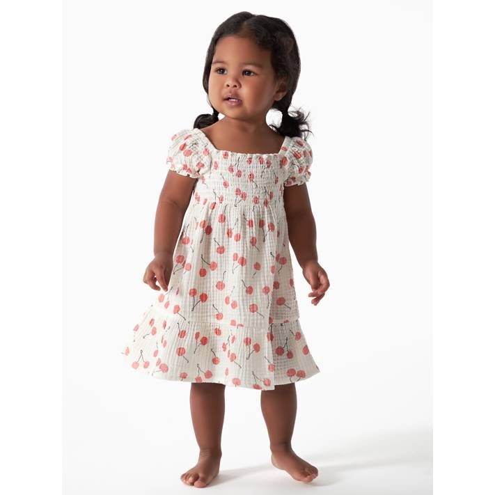 Modern Moments by Gerber Toddler Girl Puff Sleeve Gauze Dress, Sizes 12M-5T | Walmart (US)