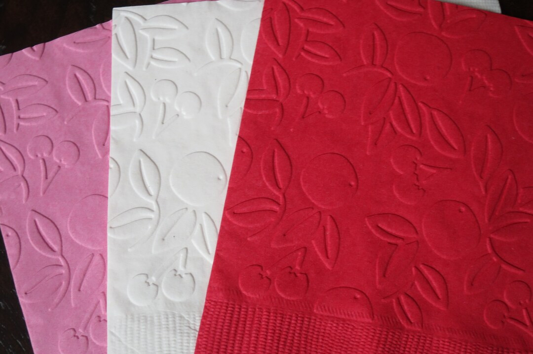 Cherry Napkins, Embossed Napkins, Cherry Blossom, Cherry, Baby Shower, Birthday, Cherry Theme, Su... | Etsy (US)