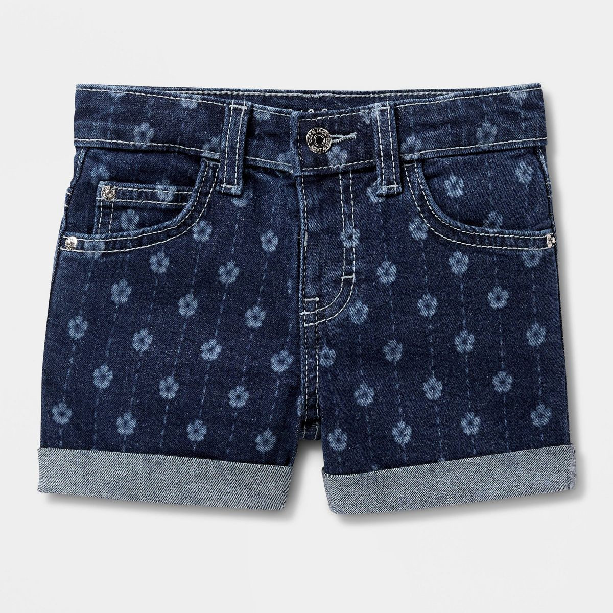 Toddler Girls' Floral Denim Shorts - Cat & Jack\u2122 Dark Wash 3T | Target