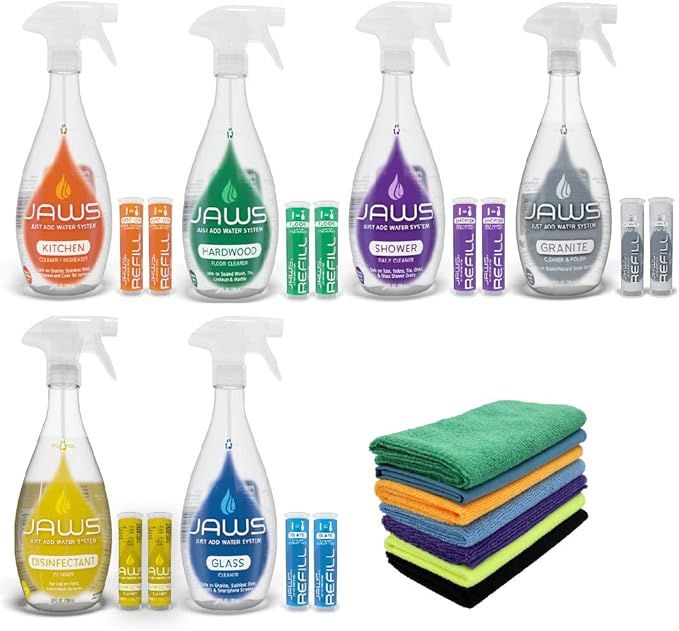 JAWS Cleaners Ultimate Cleaning Kit, Multi-Surface Kitchen, Glass, Shower, Granite, Hardwood Floo... | Amazon (US)