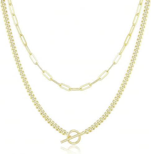 Gold Layered Charm Necklaces for Women Dainty Choker Necklace Simple Waterproof Pearl Beach Cute ... | Amazon (US)