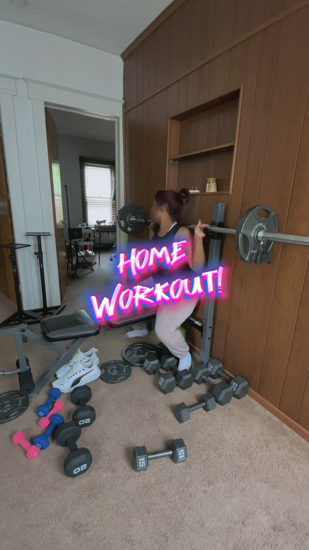 Weight training and cardio at home. 

#LTKU #LTKActive
