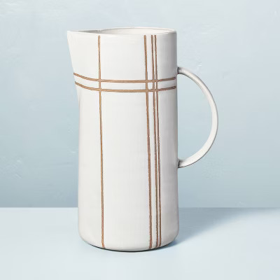 Plaid Stoneware Beverage Pitcher Cream/Clay - Hearth & Hand™ with Magnolia | Target