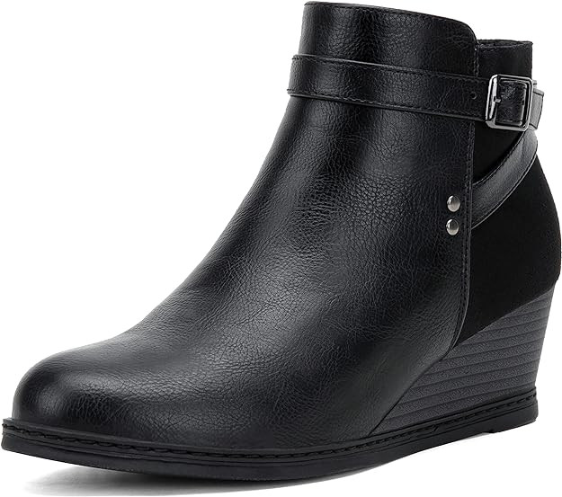 Jeossy Women's 9636 Wedge Boots, Comfortable Ankle Wedge Booties with Side Zipper | Amazon (US)