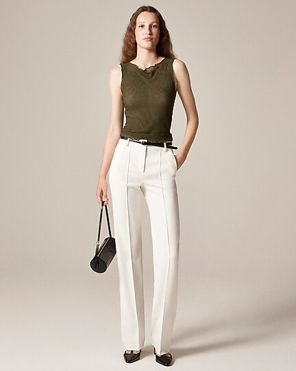 Ruffle-trim shell top in sheer crinkle knit | J. Crew US