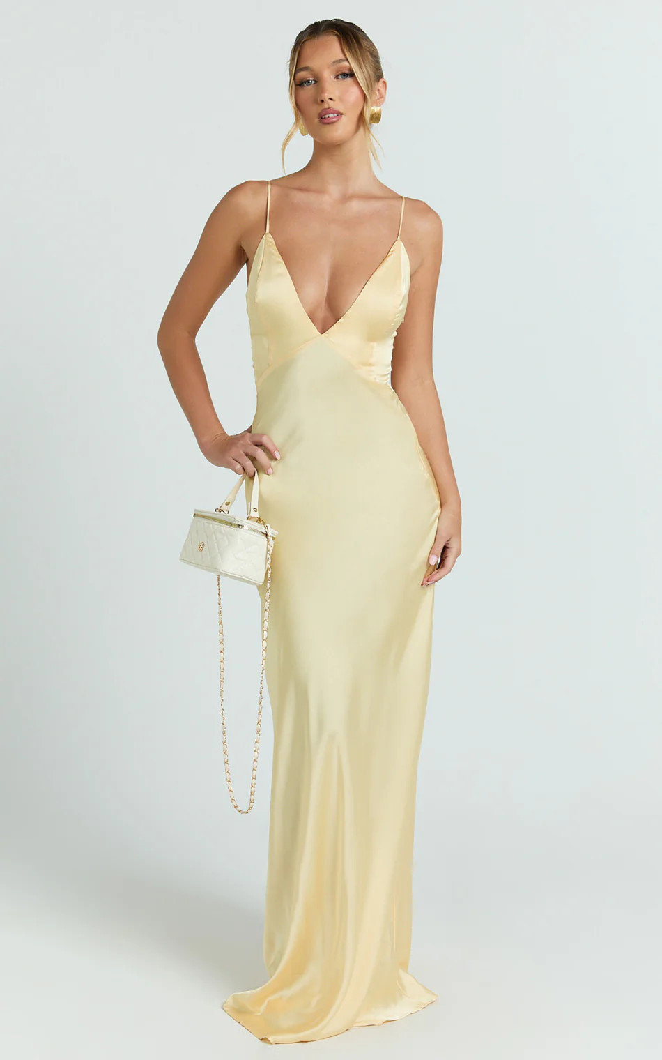 Satin Slip Dress in Lemon | Showpo (US, UK & Europe)