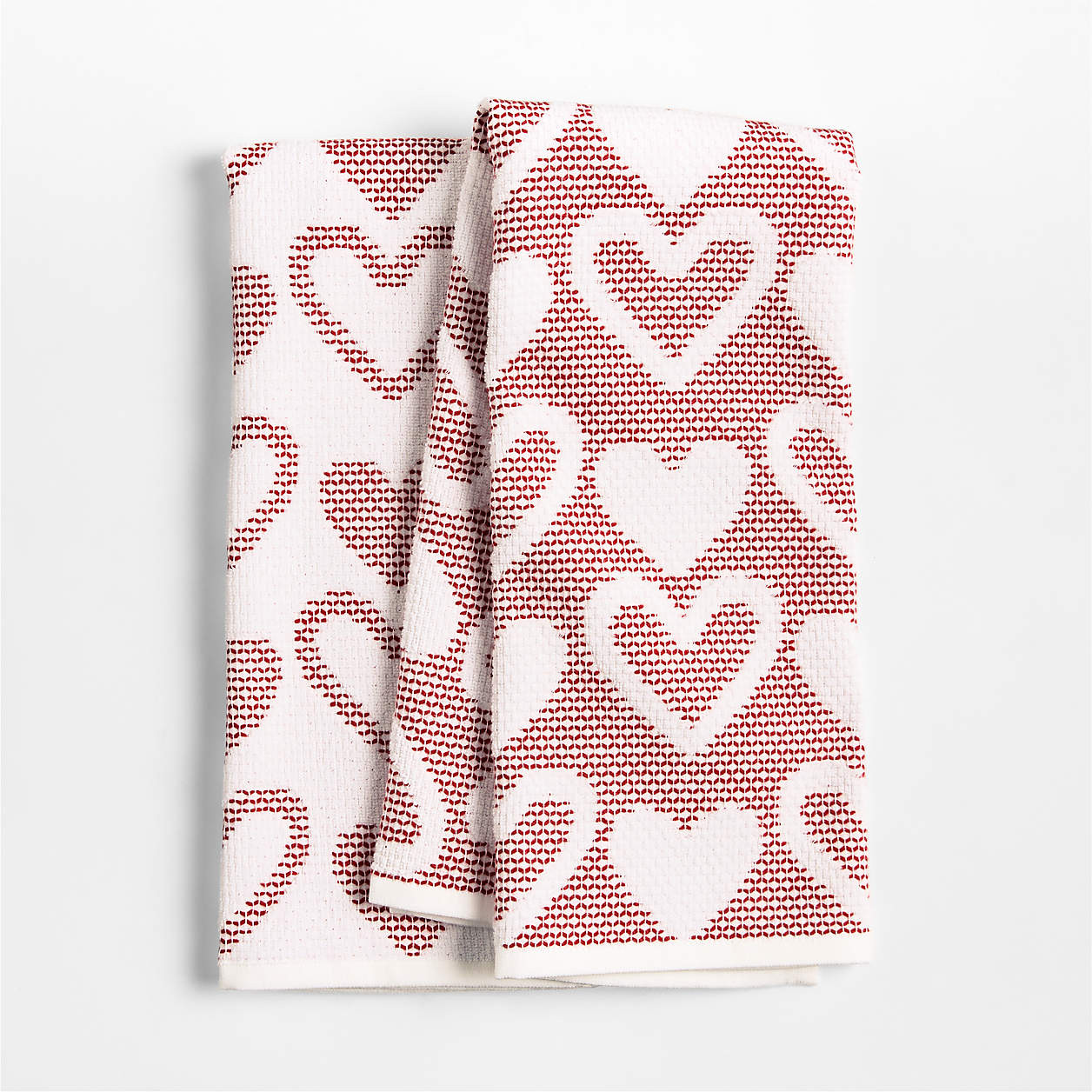 Heart Textured Terry Organic Cotton Kitchen Towels, Set of 2 | Crate & Barrel | Crate & Barrel