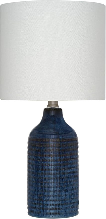 Amazon Brand – Stone & Beam Glazed Ceramic Table Lamp, 19"H, Dark Blue | Amazon (US)