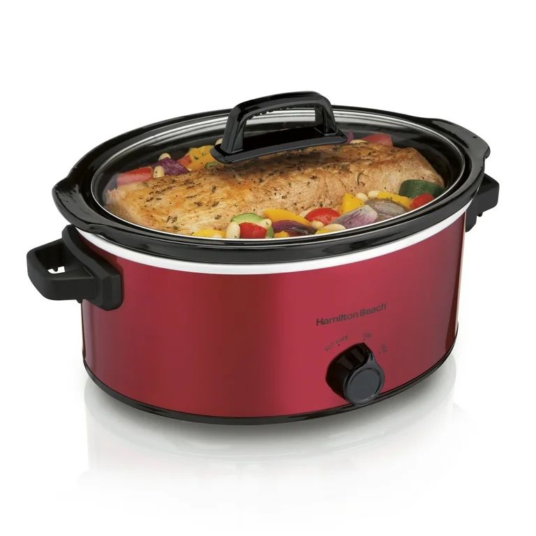 Hamilton Beach Slow Cooker, Large Capacity, Serves 7+, 6 Quarts, Red, 33666 - Walmart.com | Walmart (US)