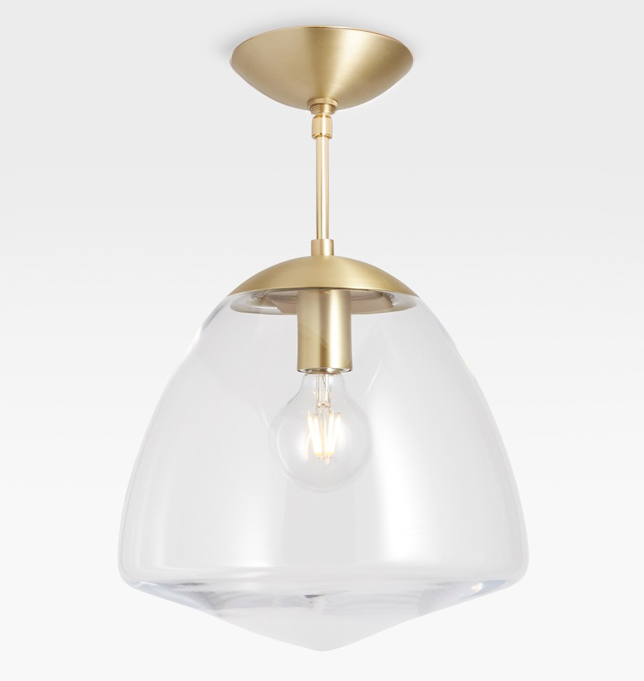 Oswego 12" Clear Dome Semi-Flush Mount Fixture | Rejuvenation