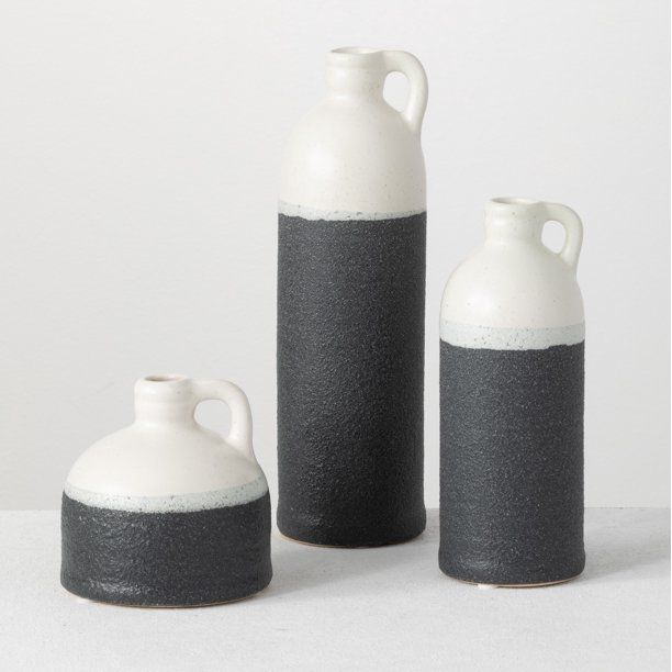 Sullivans Set of 3 Ceramic Black & White Jug Vases 10"H, 7.5"H & 4"H White and Black | Walmart (US)