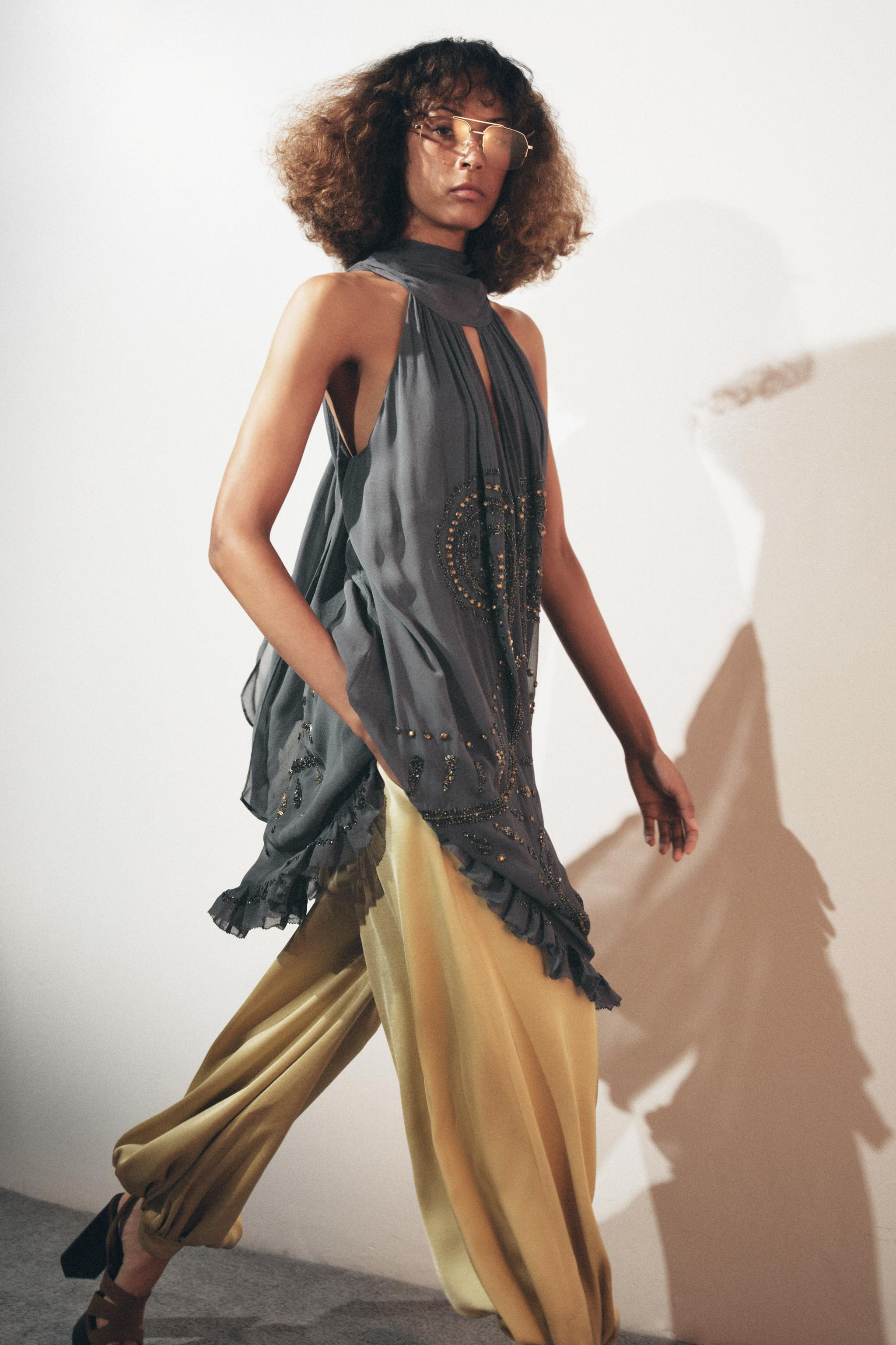 ZW COLLECTION EMBROIDERED HALTER DRESS | Zara UK