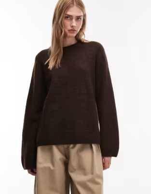 ARKET super soft alpaca and wool relaxed sweater in dark brown | ASOS (Global)