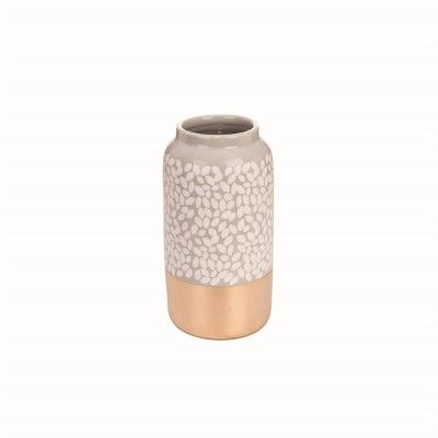 Gray and Copper Patterned Leaf Ceramic Vase - Foreside Home & Garden | Target