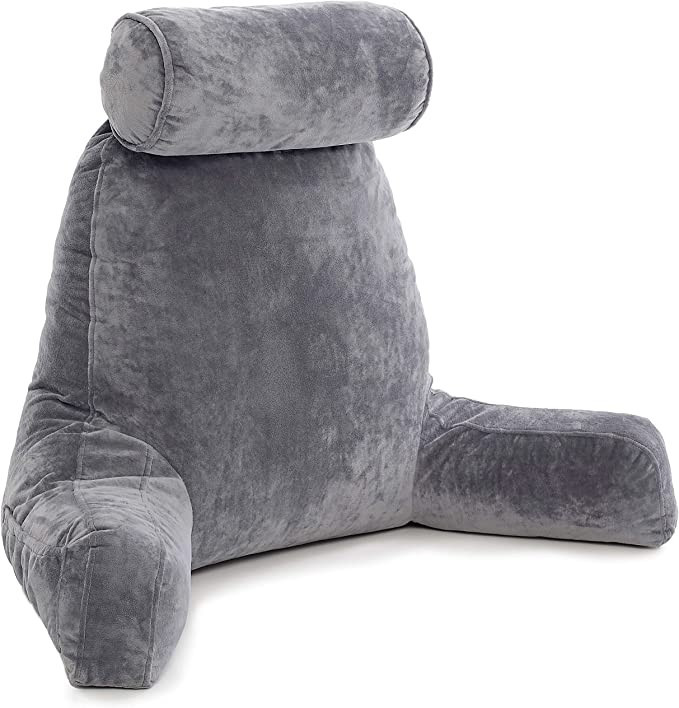 Husband Pillow - Dark Grey, Big Backrest Reading Bed Rest Pillow with Arms, Plush Memory Foam Fil... | Amazon (US)