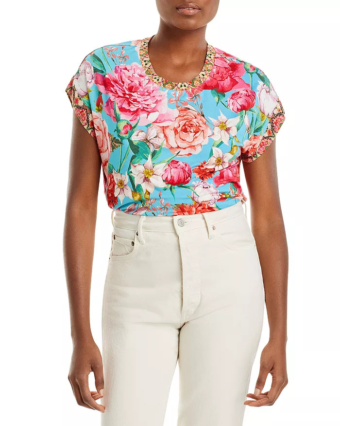 Pink Rose Print Relaxed Tee | Bloomingdale's (US)