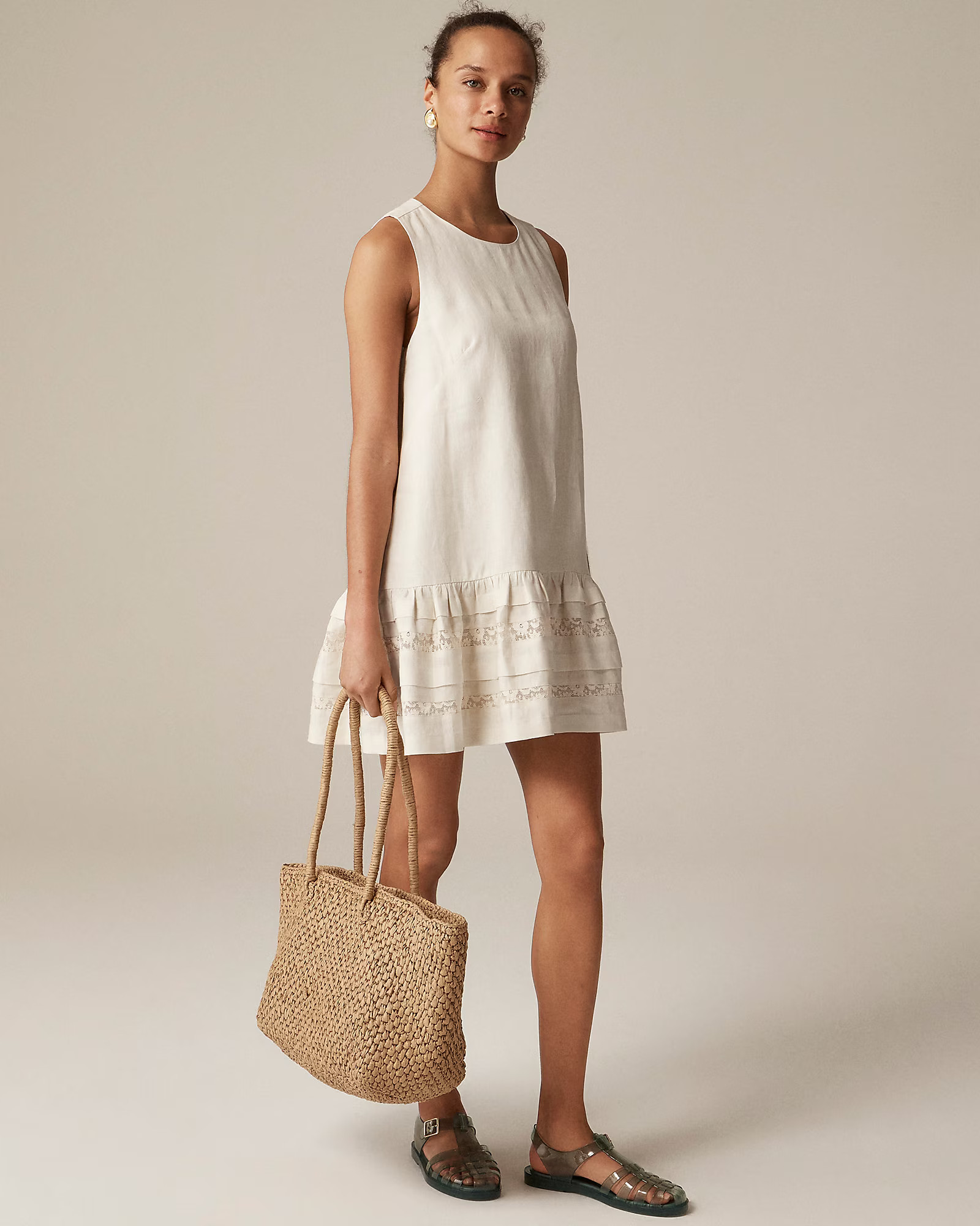Petite Maxine ruffle-trim dress in linen | J. Crew US