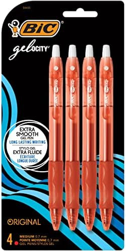 BIC Gelocity Original Red Gel Pens, Medium Point (0.7 mm), 4-Count Pack, Retractable Gel Pens Wit... | Amazon (CA)