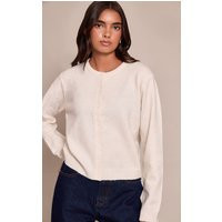 Cream Round Neck Knit Cardigan Sweater | PrettyLittleThing US