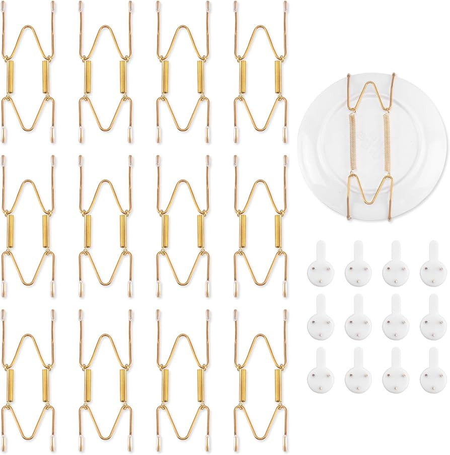 Bilillo 12 Pieces Plate Wall Hangers for Display - Invisible Plates Hanger, Stainless Steel Plate... | Amazon (US)