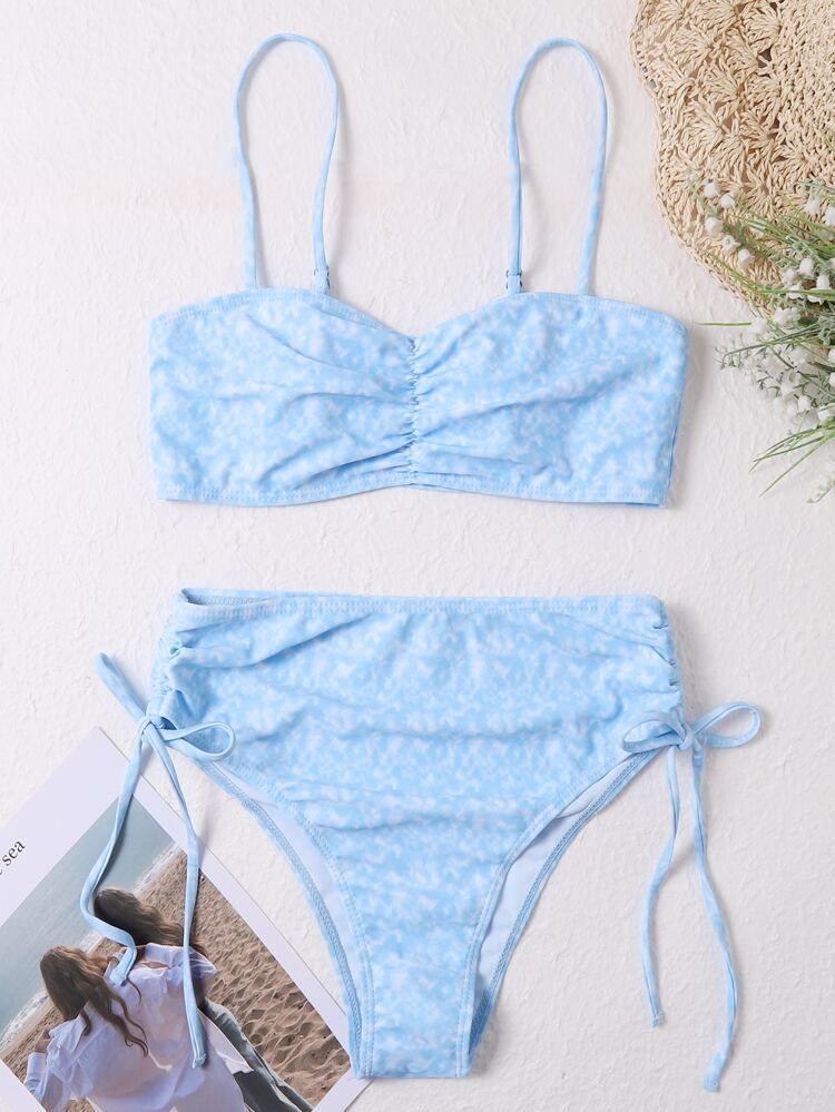 Allover Print Ruched Bikini Swimsuit | SHEIN