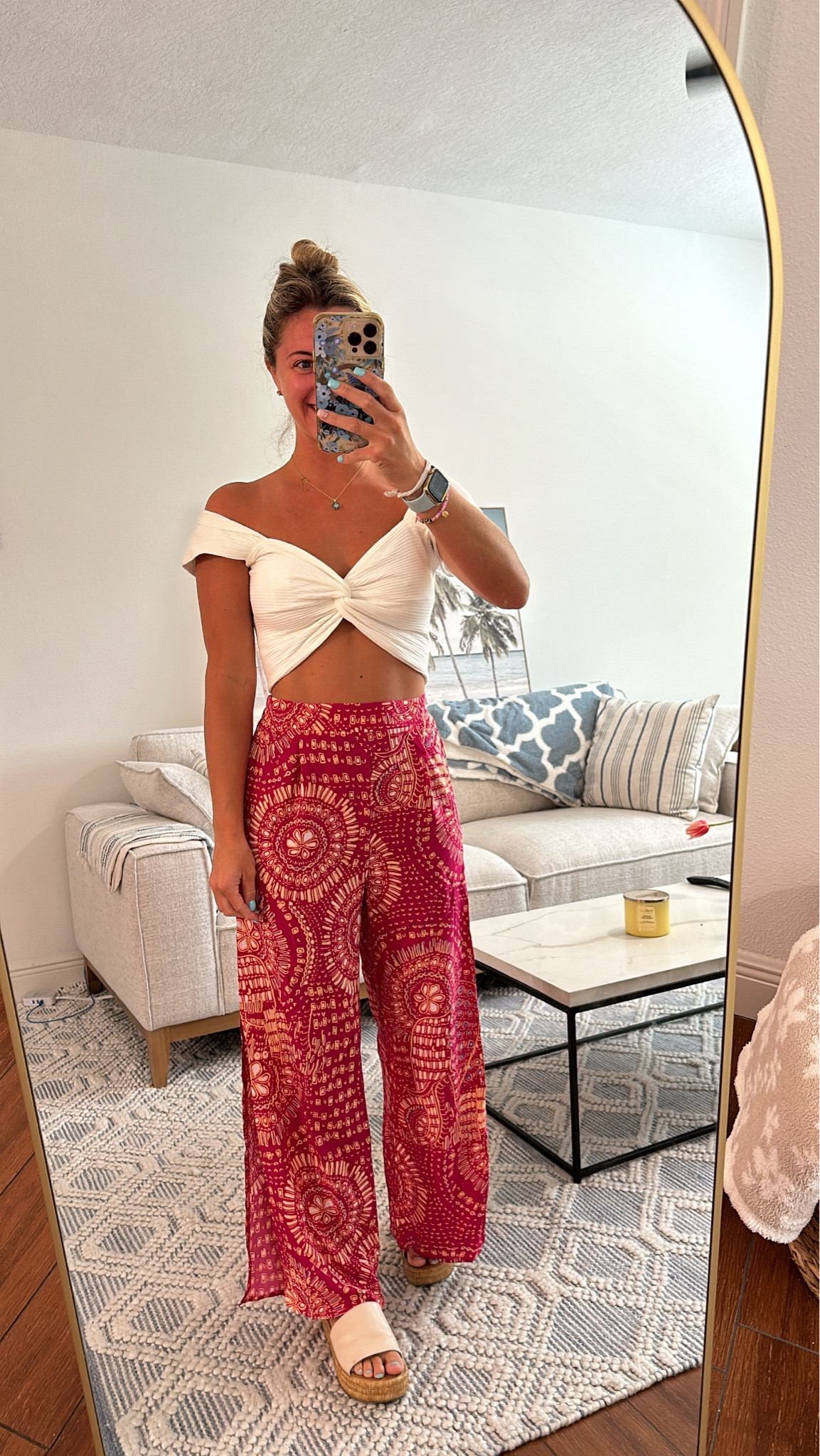 Cute outfit for the summer, vacation or date night! #shein #printedpantd #croptop #summeroutfit #vacationoutfit #datenightoutfit #goingoutoutfit #girlsnightout #targetsandals #sandals

#LTKFindsUnder50 #LTKSeasonal