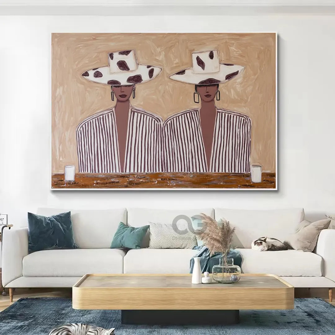 Original Western Cowgirl Wall Art Larger Faceless Woman Canvas Art The Elegant Lady Drink Wine Oi... | Etsy (US)