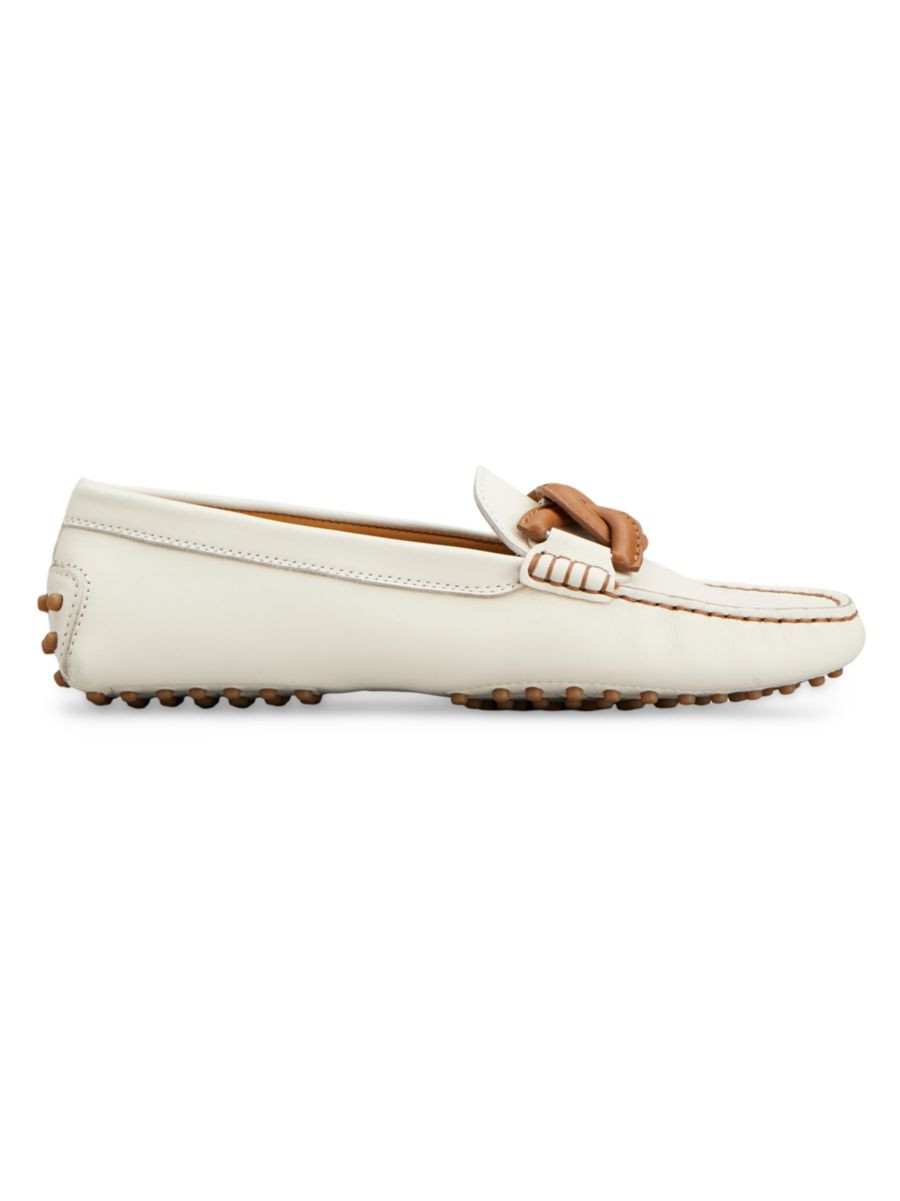 Logo-Accented Leather Driving Loafers | Saks Fifth Avenue