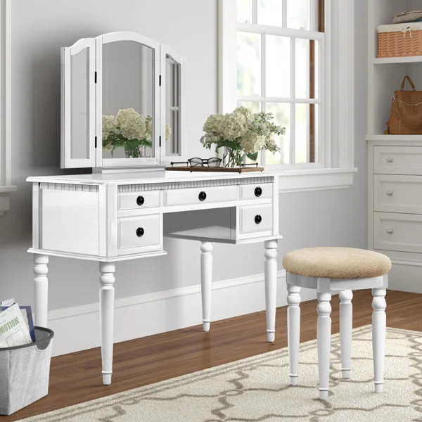 Torrance 43'' Wide Vanity Set with Stool and Mirror | Wayfair North America