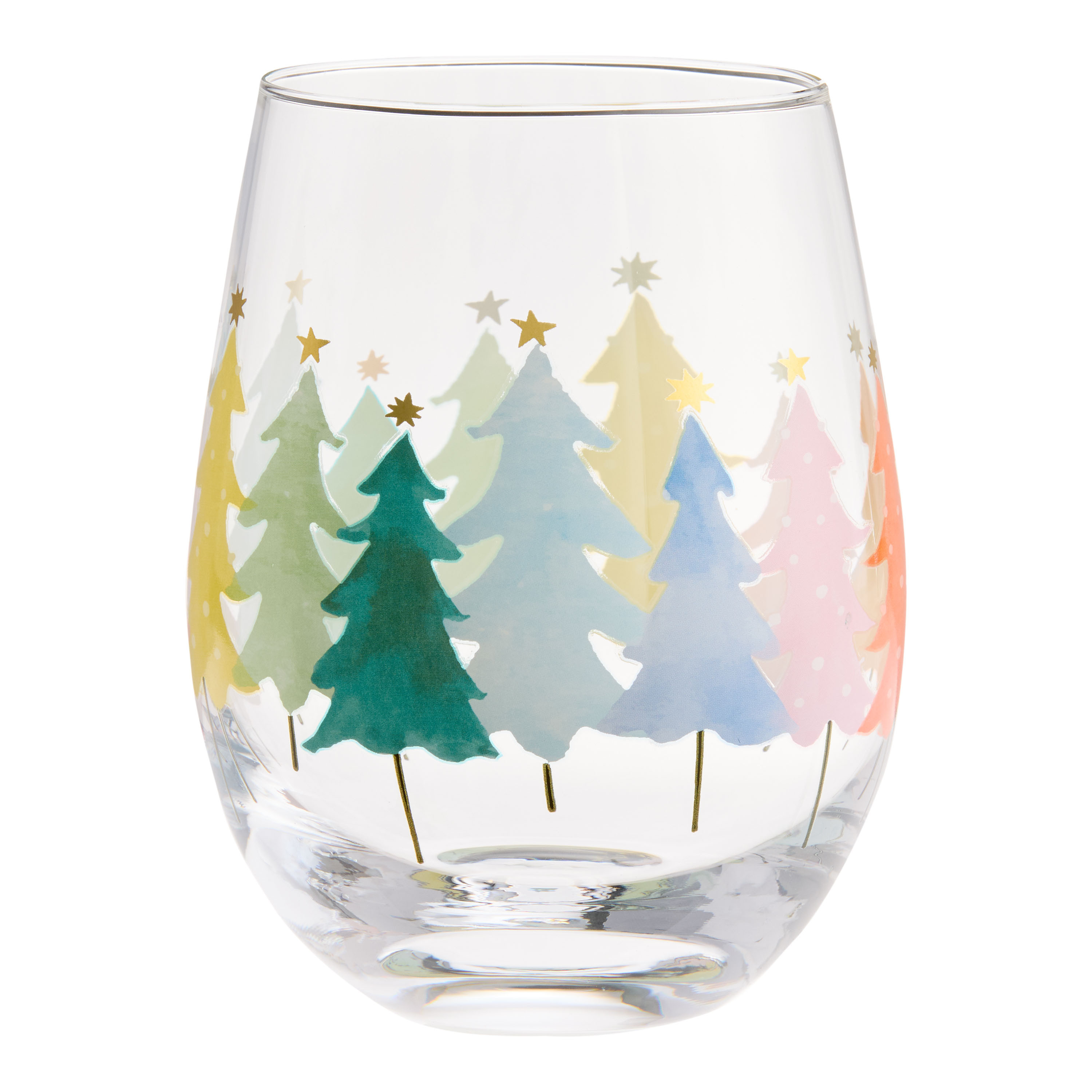 Rainbow Trees Stemless Wine Glass | World Market