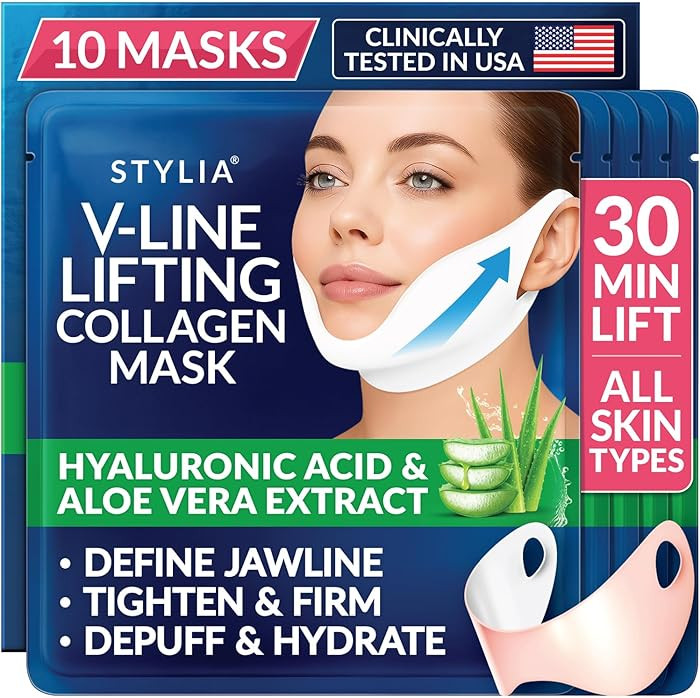 Stylia V Line Lifting Collagen Mask - Lift, Firm & Contour Jawline - Double Chin Reducer Strap wi... | Amazon (US)