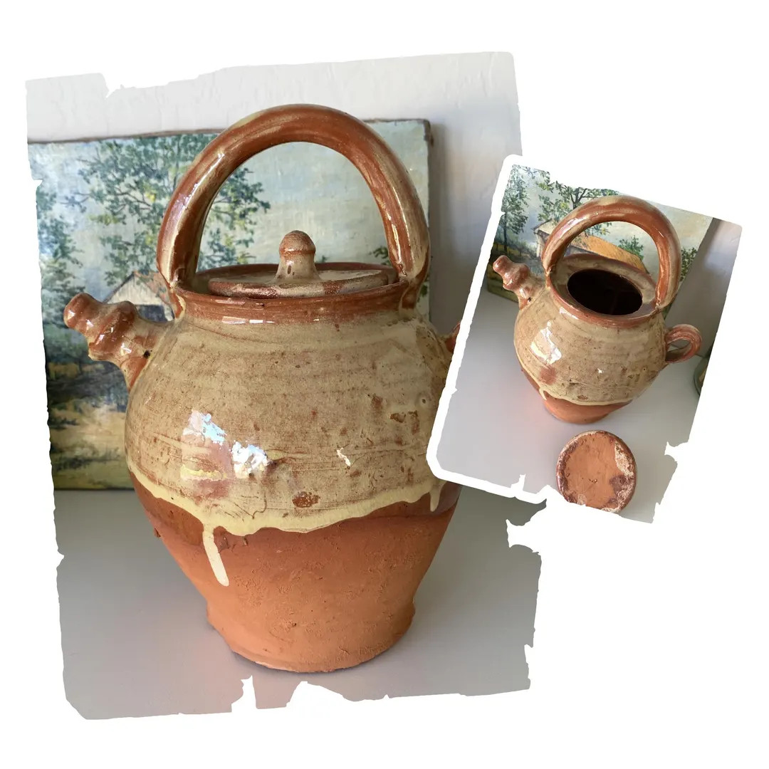 Vintage French Terracotta Gargoulette: Ochre Glaze Water Jug, 1930s - Etsy | Etsy (US)