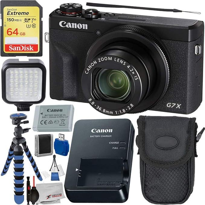 Canon PowerShot G7 X Mark III Digital Camera (Black #3637C001) with Advanced Accessory Bundle (Re... | Amazon (US)