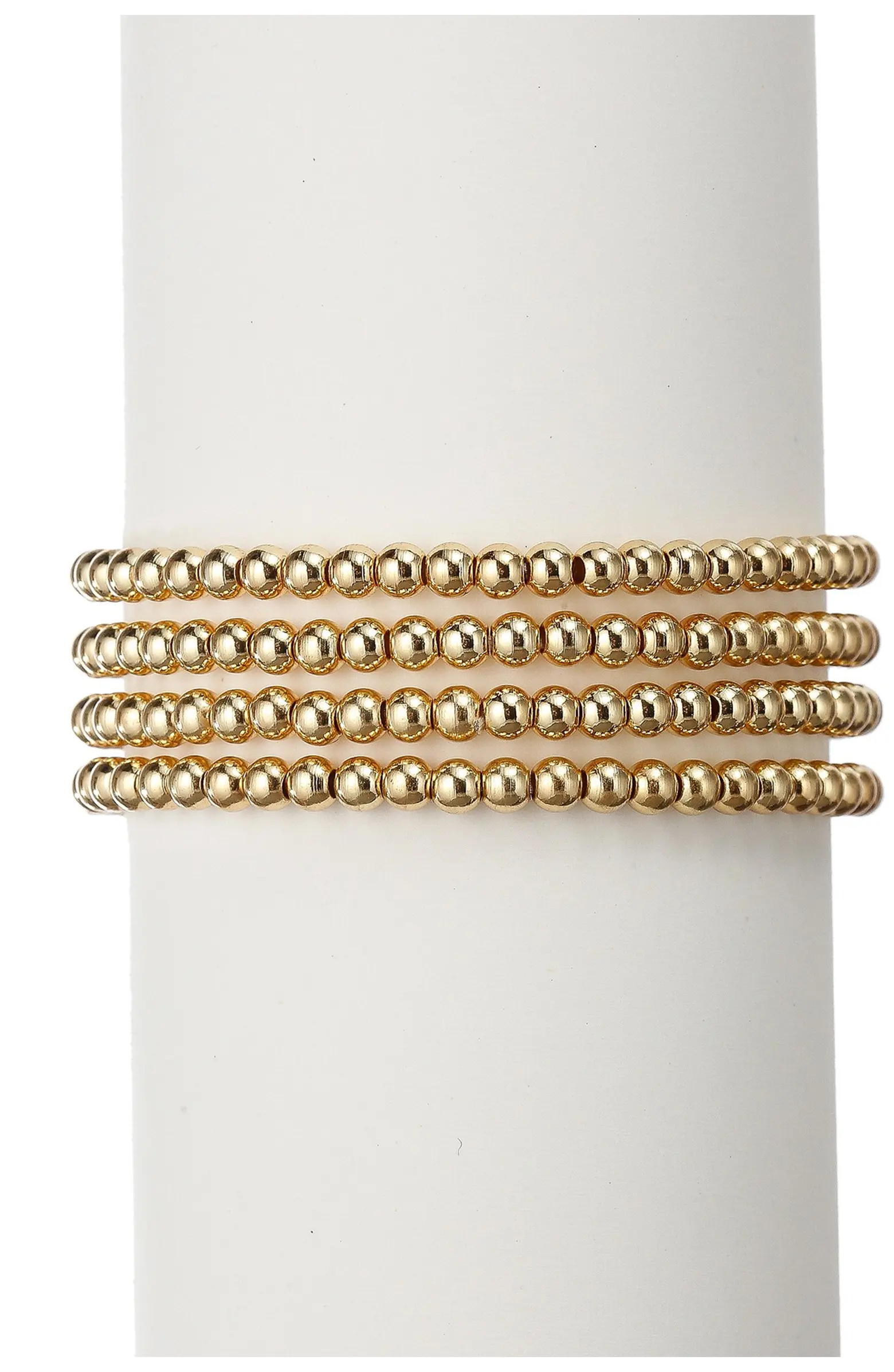 18K Gold Plated Beaded Stretch Ball Bracelet Set | Nordstrom Rack