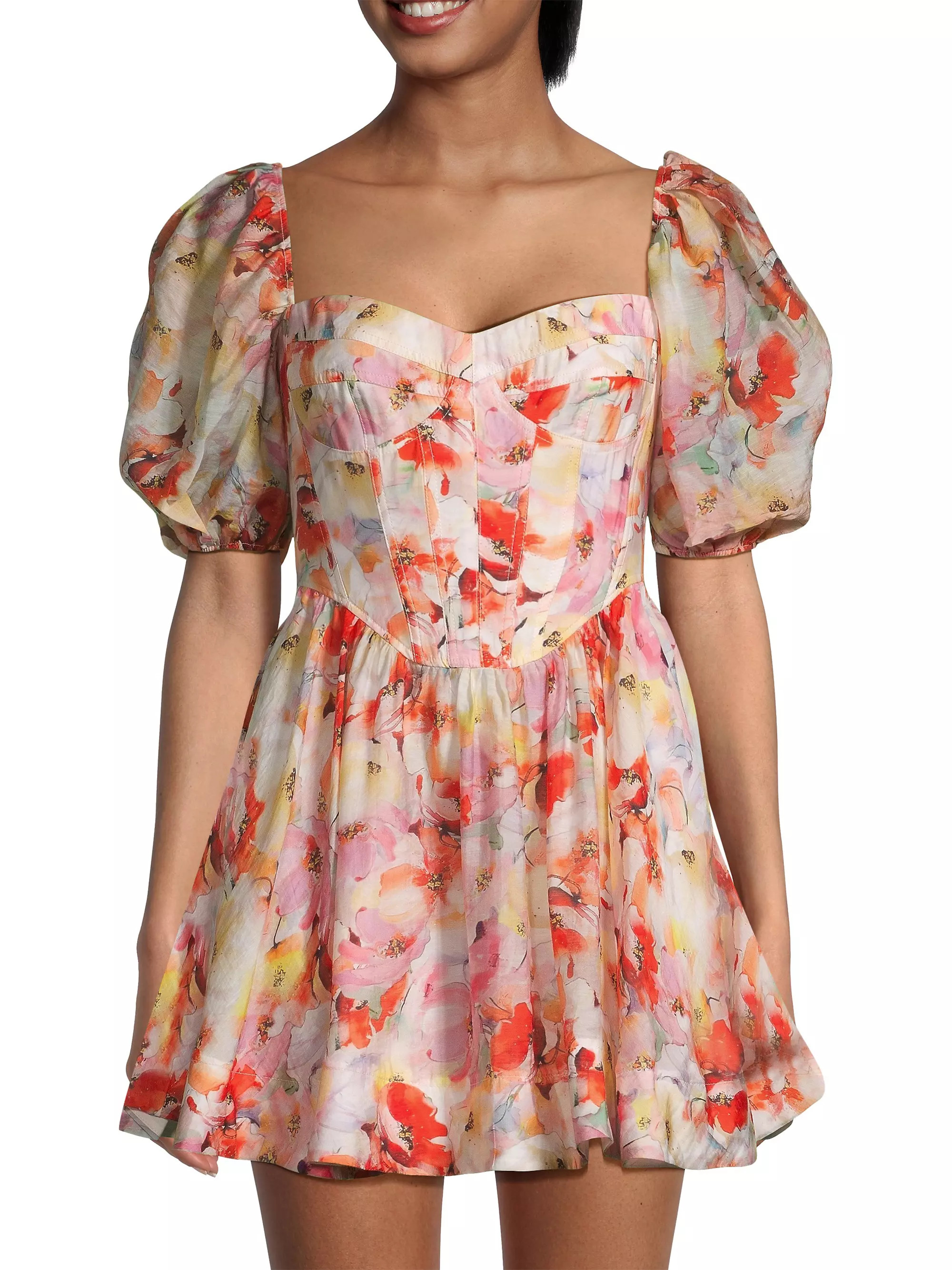 Kiah Floral Corset Minidress | Saks Fifth Avenue