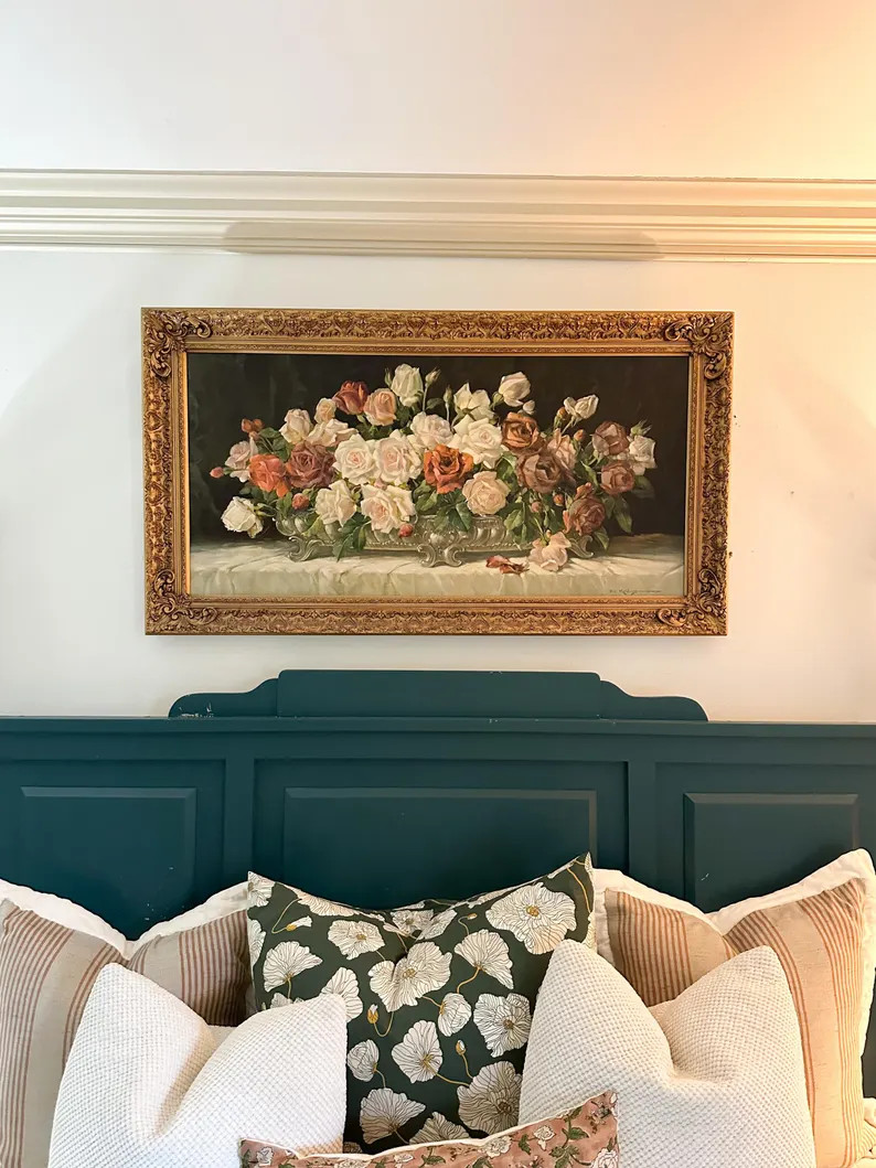 Antique Oversized Textured Print in Ornate Gold Frame - Etsy | Etsy (US)