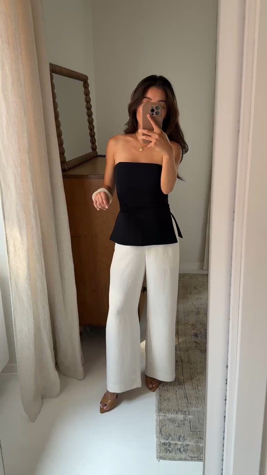 Elegant trouser look
• Lodge pants in xxs short (petites my height will need to hem to get this look) - pull on elastic waist, wrinkle resistant. This is the Birch color shows pocket lining slightly on me. 
• Aritzia tube top 0, nice quality crepe and shapely, nips you in at the waist. I am between a 00 and 0 in this top, ended up getting 0 though there’s some room at my chest but 00 was snug. 
• Mango mule heel sandals size 5 

Elegant evening, chic dinner outfits, black and white, petite looks

#LTKPetite #LTKootd #LTKgrwm