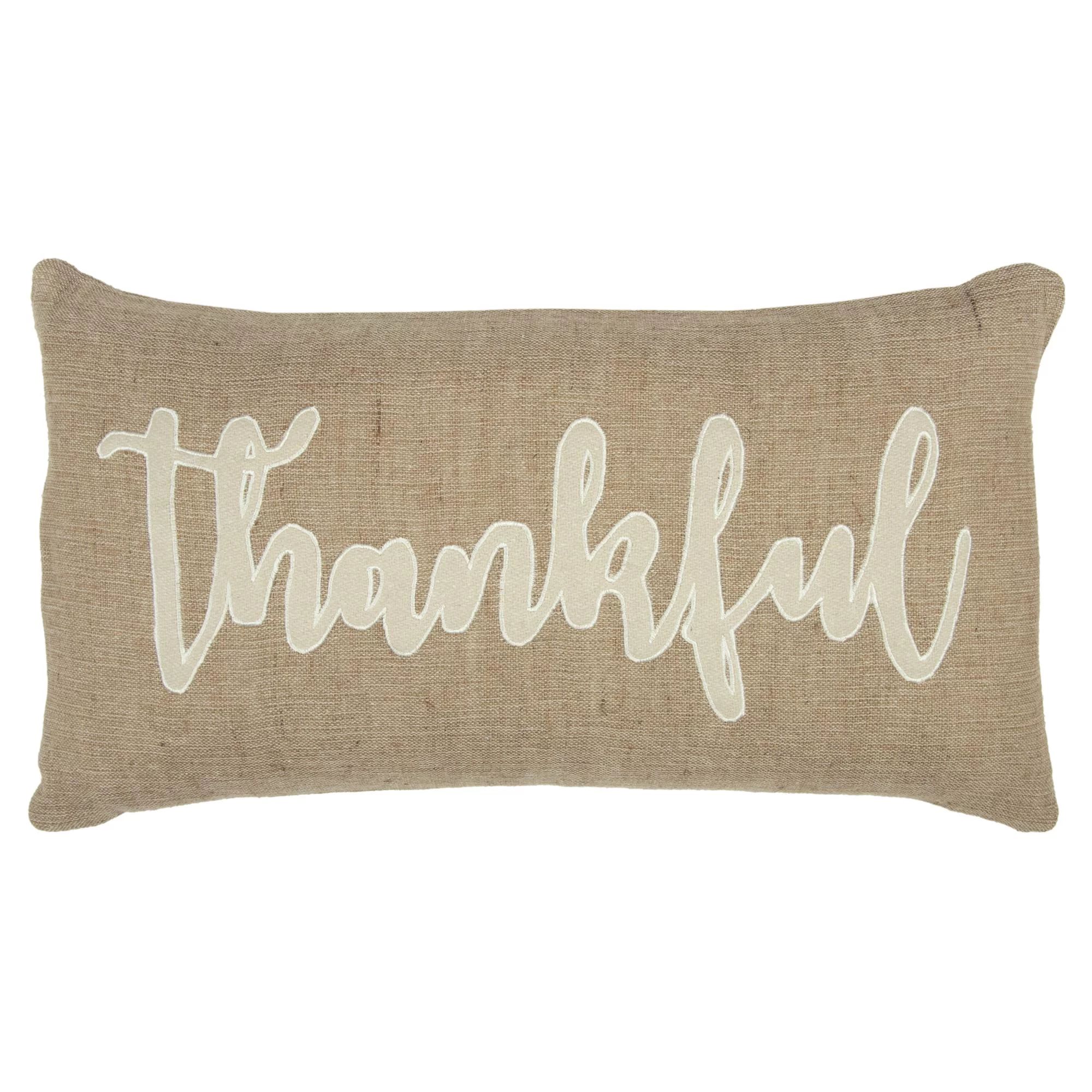Rizzy Home Brown Thankful 14"X26" Polyester Filled Pillow | Walmart (US)