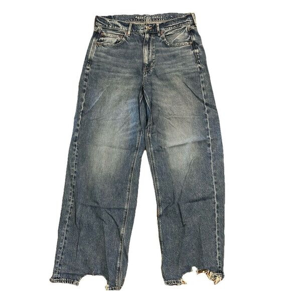 American Eagle Dreamy Drape Super High Rise Baggy Wide Leg Jeans 12 EUC | Poshmark