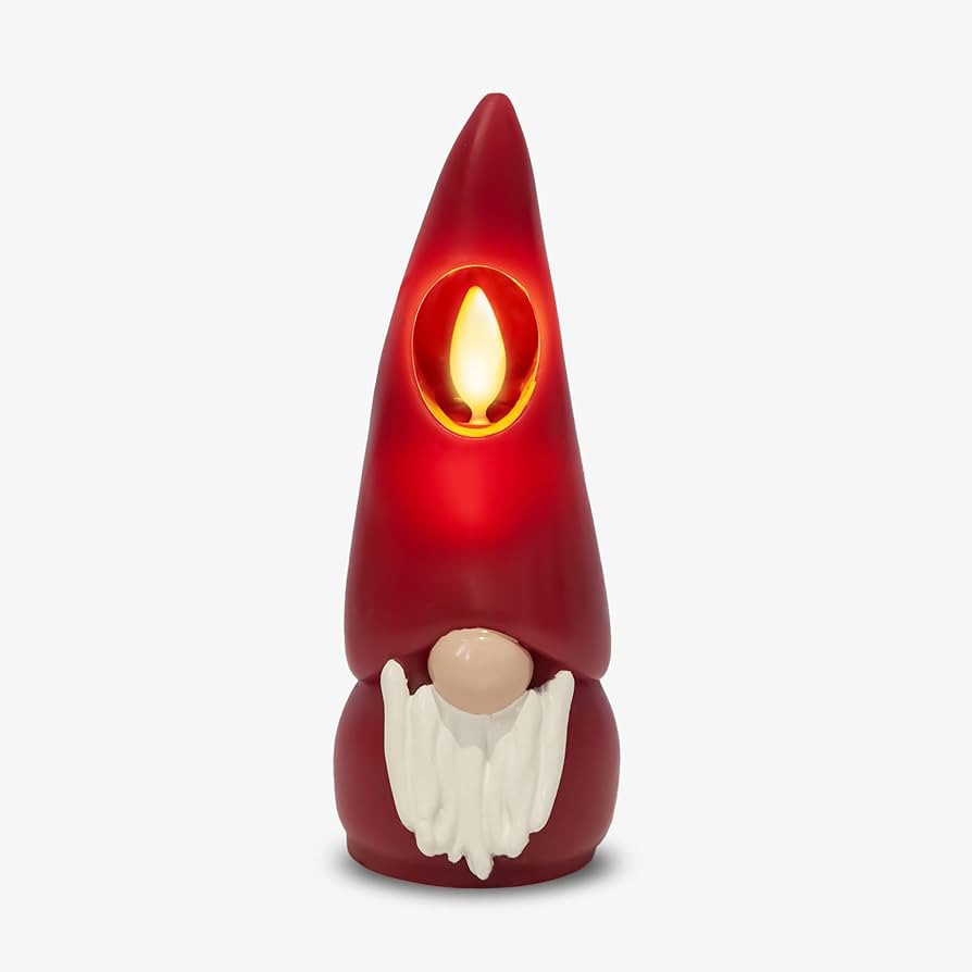 Luminara Flameless Candle Gnome Figural 2.2" x 6" Smooth Finish Real Wax Unscented Winter Christm... | Amazon (US)