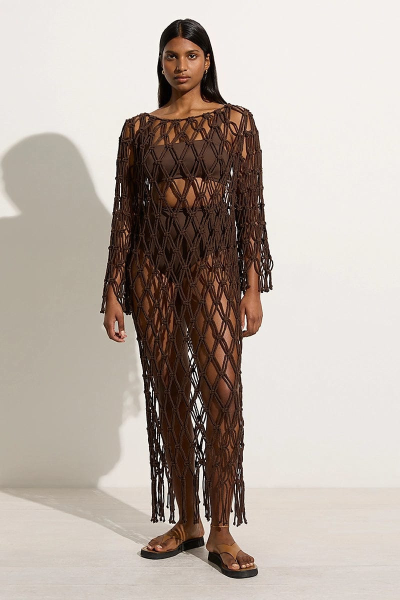 Sintra Macrame Dress Chocolate - Final Sale | Faithfull (AU)