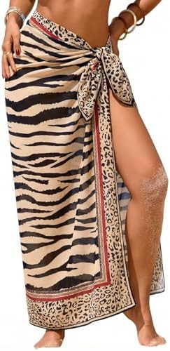 Herseas Women Sheer Sarong High Slit One Size Swimsuit Coverups 2026 Summer Floral Print Chiffon ... | Amazon (US)