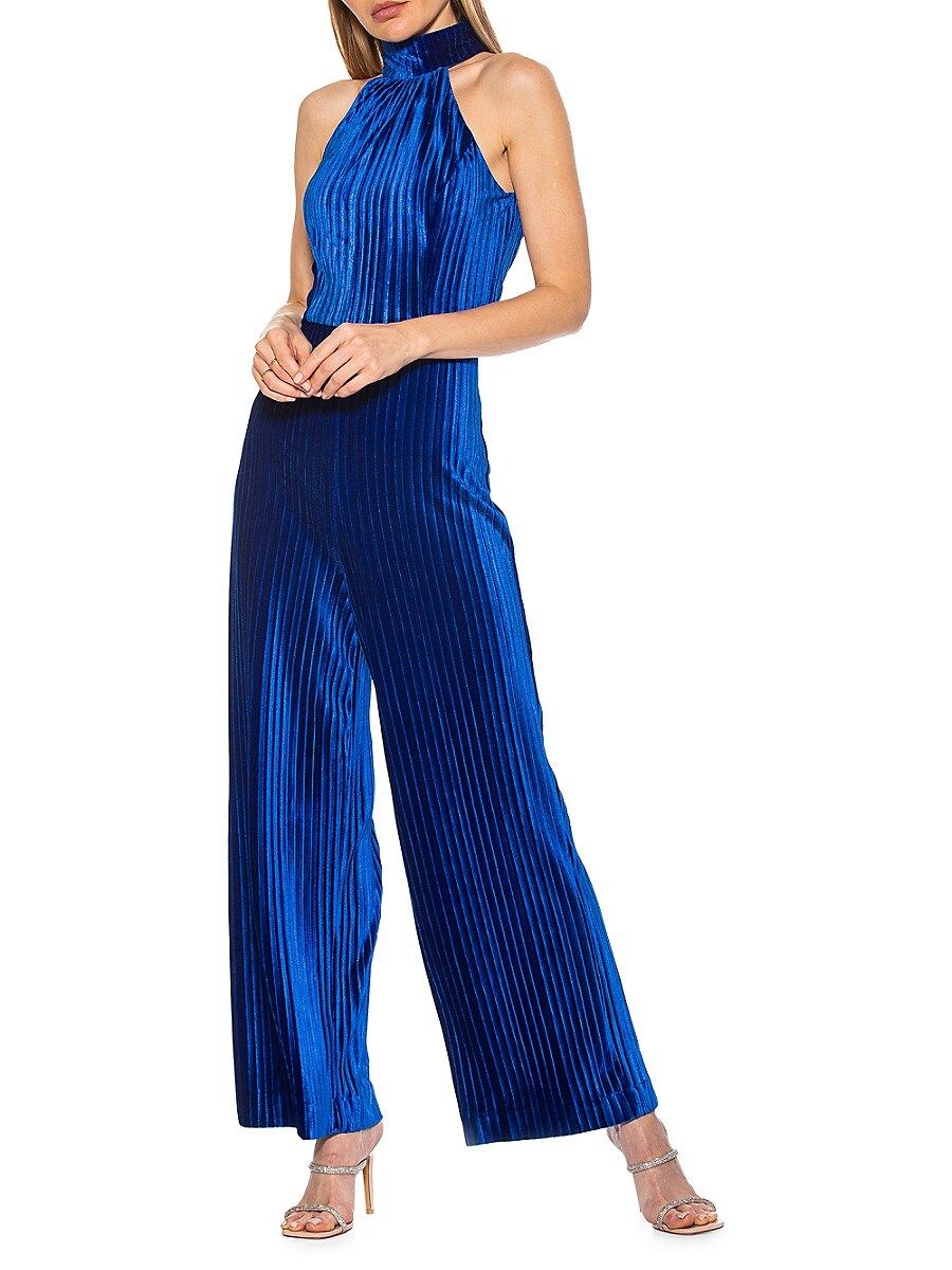 Alexia Admor Women's Halter Velvet Jumpsuit - Cobalt - Size 10 | Saks Fifth Avenue OFF 5TH