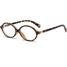 Fashion Oval Glasses for Women Men Retro Oval Tortoise Frame Blue Light Glasses Small Face Nerd E... | Amazon (US)