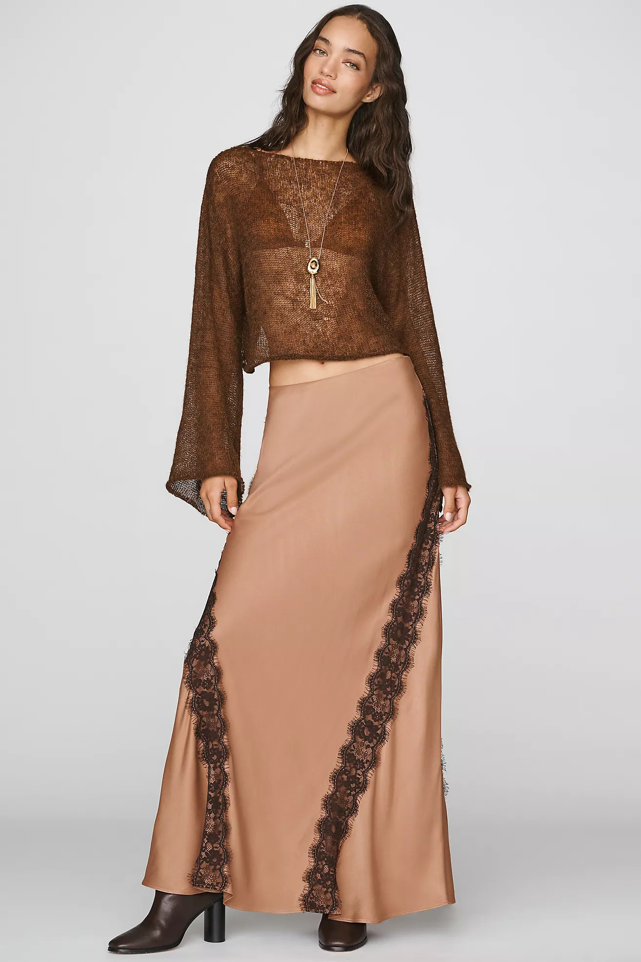 By Anthropologie Tilda Lace-Trim Maxi Slip Skirt | Anthropologie (US)