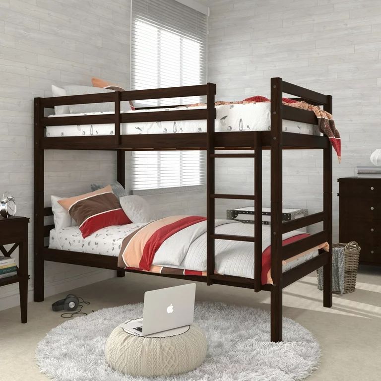 Campbell Wood Twin Over Twin Convertible Bunk Bed, Espresso | Walmart (US)