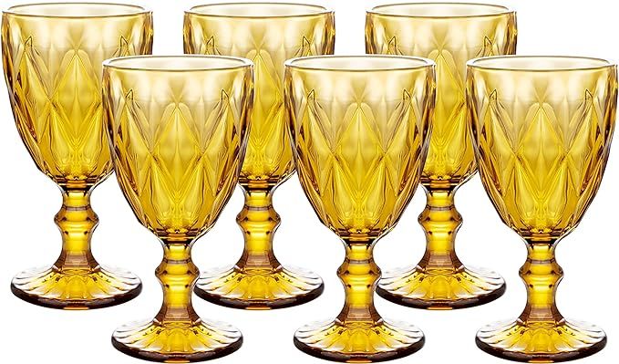 Glasses Goblets, Drinkware 12 Ounce Water Glasses Wine Glasses Set of 6.Great for Party,Wedding (... | Amazon (US)